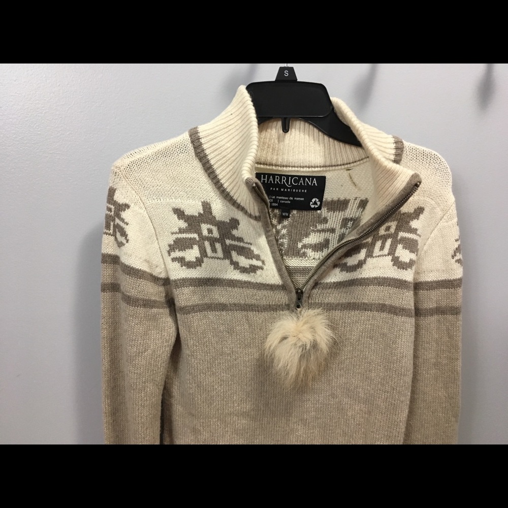 tan Harricana by Mariouche sweater and hat size M - Picture 2 of 6